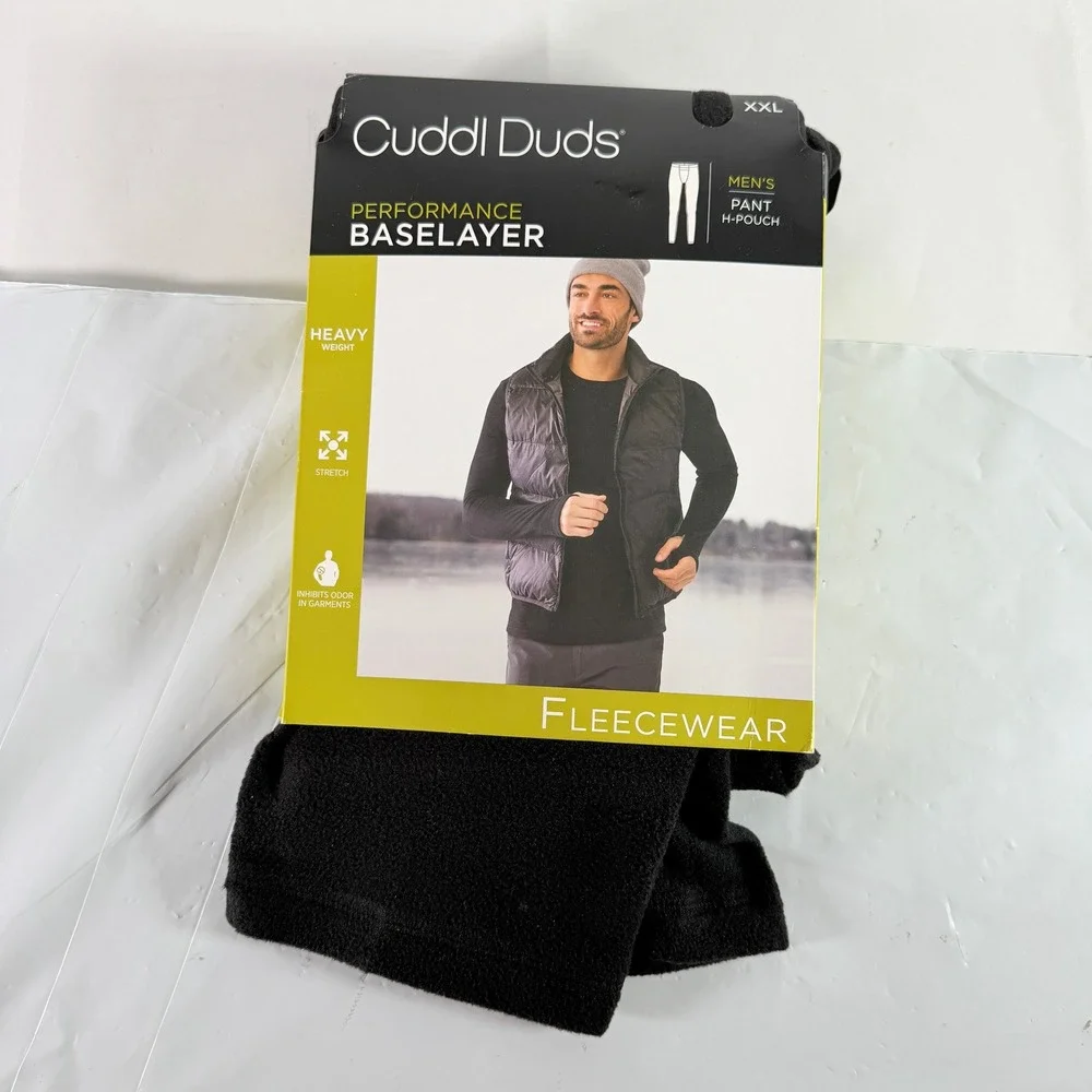 Cuddl Duds Men's XXL Fleecewear Performance Baselayer Pants Black Heavyweight